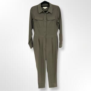 Boden Jumpsuit Tailored Utility Straight Leg Ankle Length Zada Olive Arm…